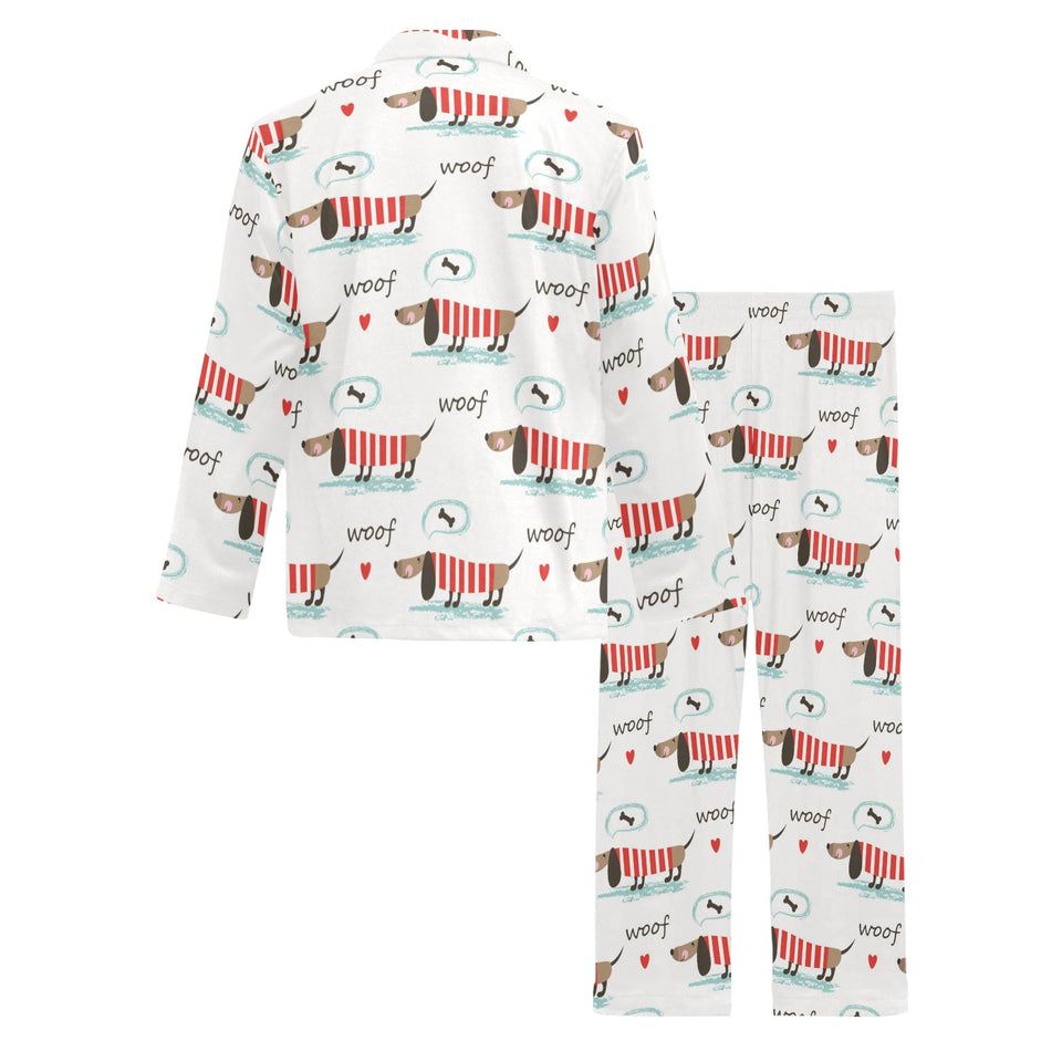 Cute dachshund bone pattern Men's Long Pajama Set