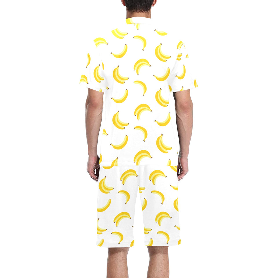 Banana pattern Men's V-Neck Short Pajama Set
