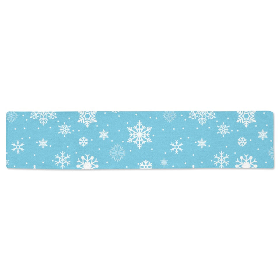 Snowflake pattern blue background Table Runner