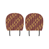 Hand drawn gold saxophone red background Car Headrest Cover
