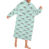Kangaroo pattern background Blanket Robe with Sleeves