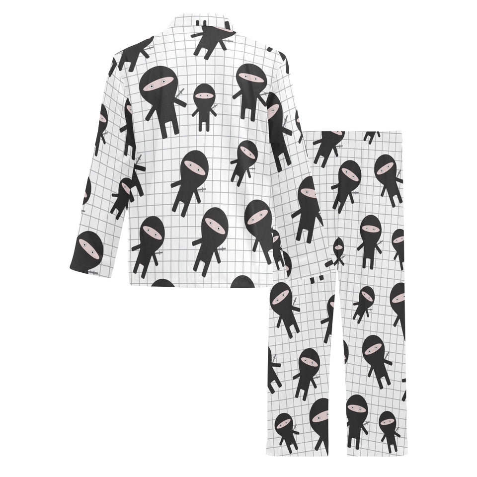 Ninja pattern plaid background Men's Long Pajama Set