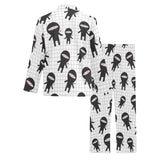 Ninja pattern plaid background Men's Long Pajama Set