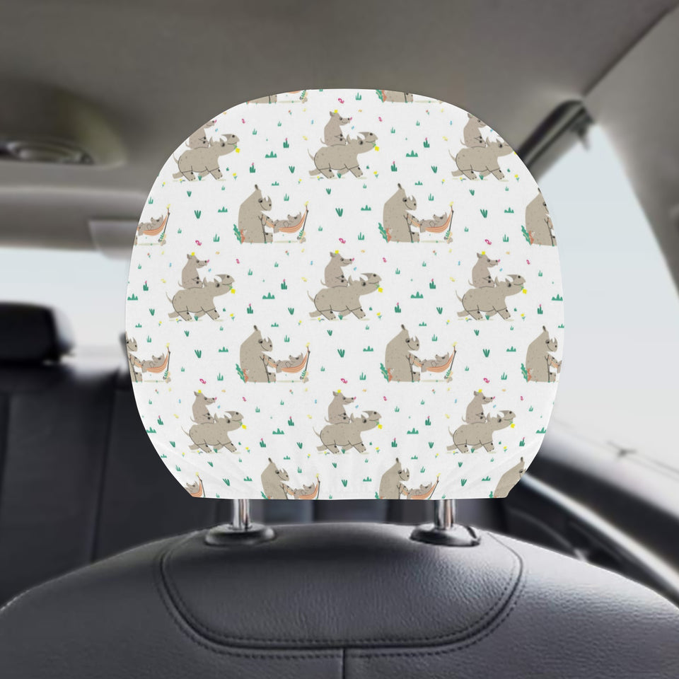 Cute Rhino pattern background Car Headrest Cover