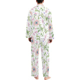 Beautiful pink lotus waterlily leaves pattern Men's Long Pajama Set