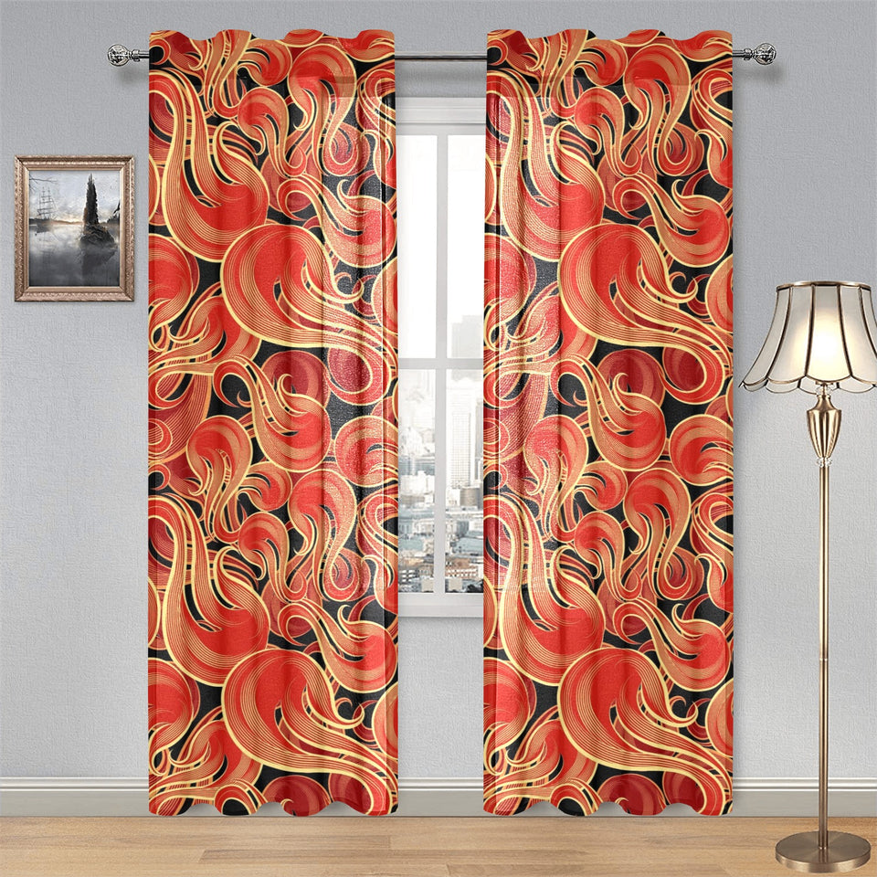 Fire flame pattern Gauze Curtain