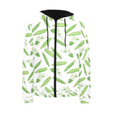 Green Peas Pattern Print Design 04 Men's Padded Hooded Jacket