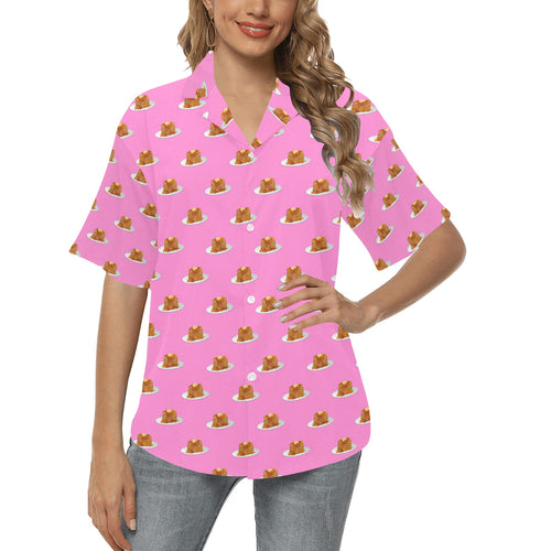 Pancake Pattern Print Design 04 Women's All Over Print Hawaiian Shirt