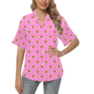 Pancake Pattern Print Design 04 Women's All Over Print Hawaiian Shirt