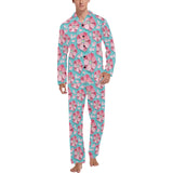 3D sakura cherry blossom pattern Men's Long Pajama Set