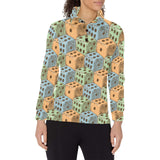 Dice Pattern Print Design 05 Women's Long Sleeve Polo Shirt