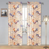 Cute rooster chicken cock floral ornament backgrou Gauze Curtain
