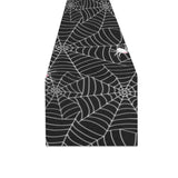 Spider web design pattern Black background white c Table Runner