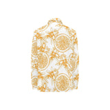 hand drawn orange fruit pattern Women's Long Sleeve Polo Shirt