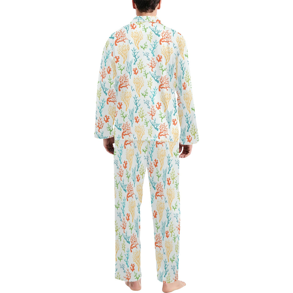 Coral Reef Pattern Print Design 02 Men's Long Pajama Set