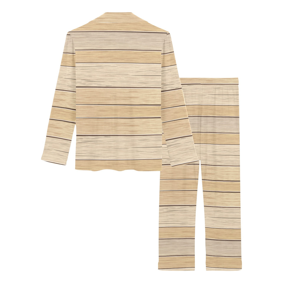 Wood Printed Pattern Print Design 01 Women's Long Pajama Set