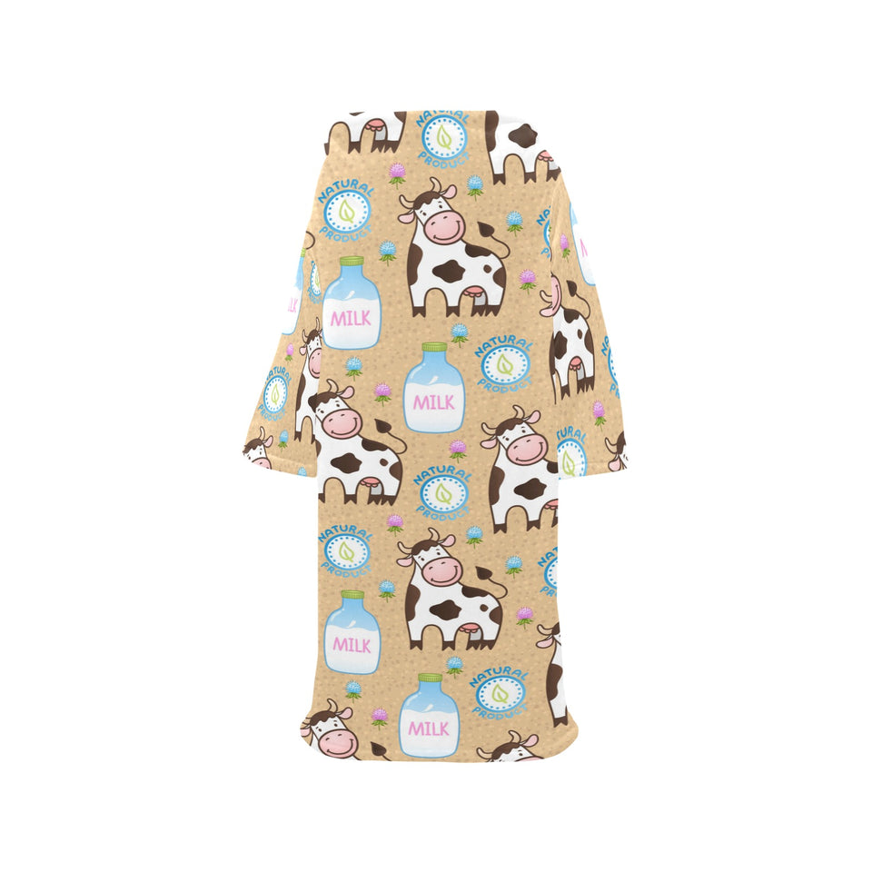 Cow bottle of milk pattern Blanket Robe with Sleeves