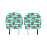 Octopuses sea wave background Car Headrest Cover