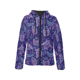 Cute owls pattern boho style ornament Women's Padded Hooded Jacket
