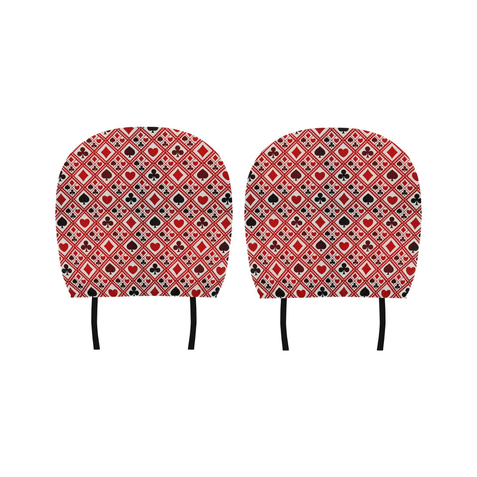Casino Cards Suits Pattern Print Design 03 Car Headrest Cover
