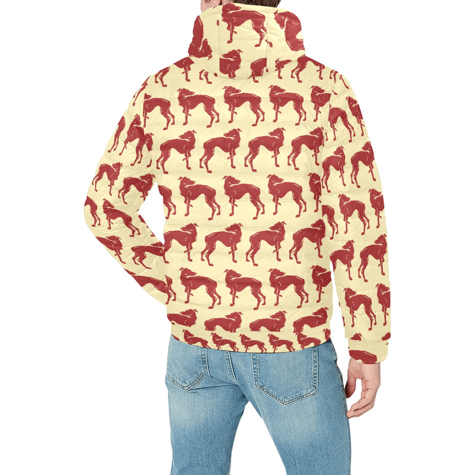 Greyhound Pattern Print Design 04 Men's Padded Hooded Jacket