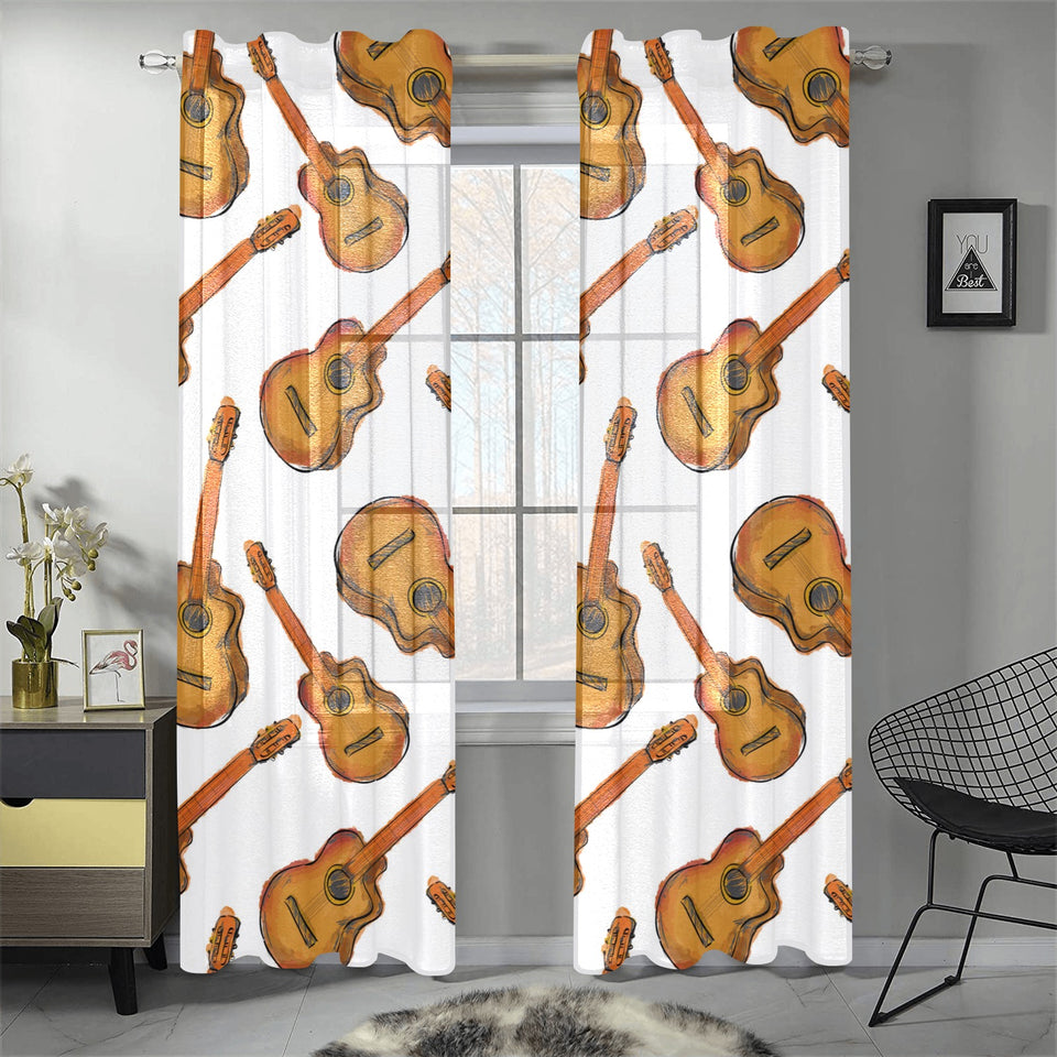 Paint Guitar Pattern Gauze Curtain