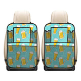 Beer pattern green background Car Seat Back Organizer
