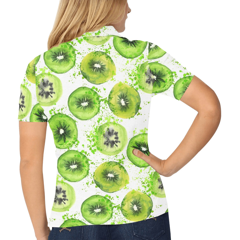 Watercolor kiwi pattern Women's All Over Print Polo Shirt