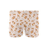 Cute Corgis Pattern pink background Men's Swimming Trunks