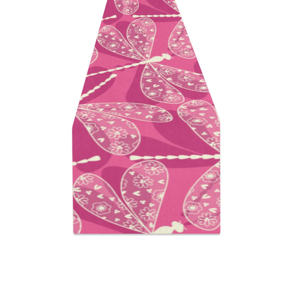 Beautiful dragonfly pink background Table Runner