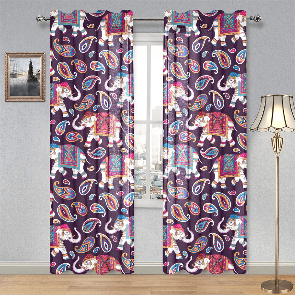 Elephant indian style ornament pattern Gauze Curtain
