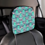 Cute octopuses heart striped background Car Headrest Cover