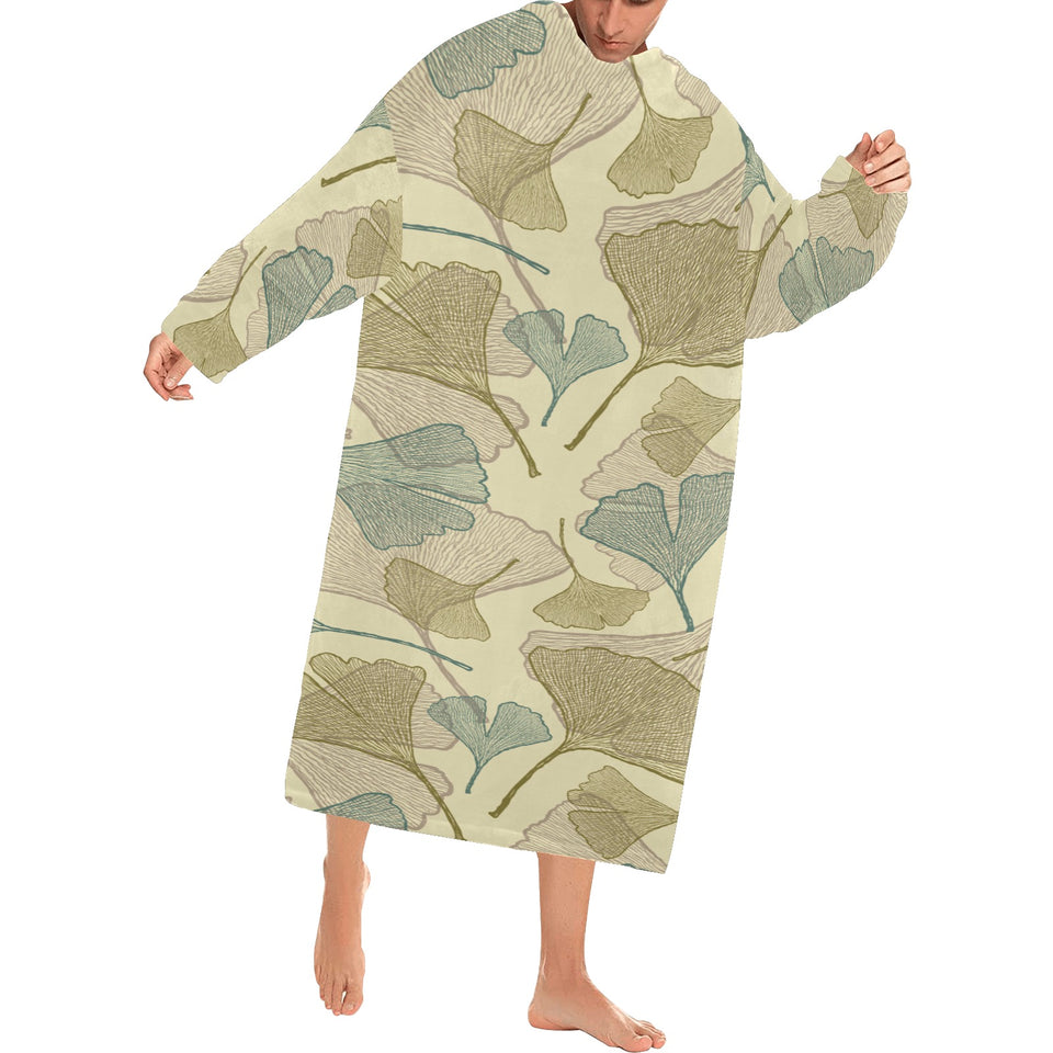Ginkgo leaves design pattern Blanket Robe with Sleeves