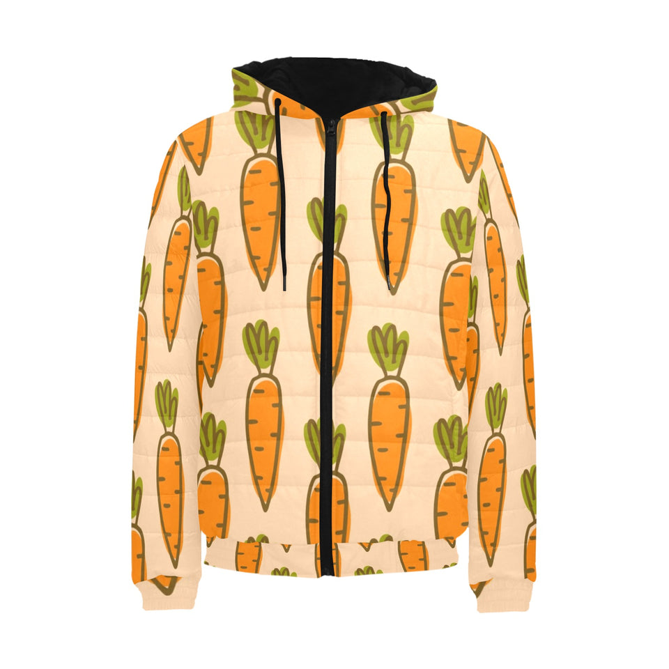 Carrot Pattern Print Design 04 Men's Padded Hooded Jacket