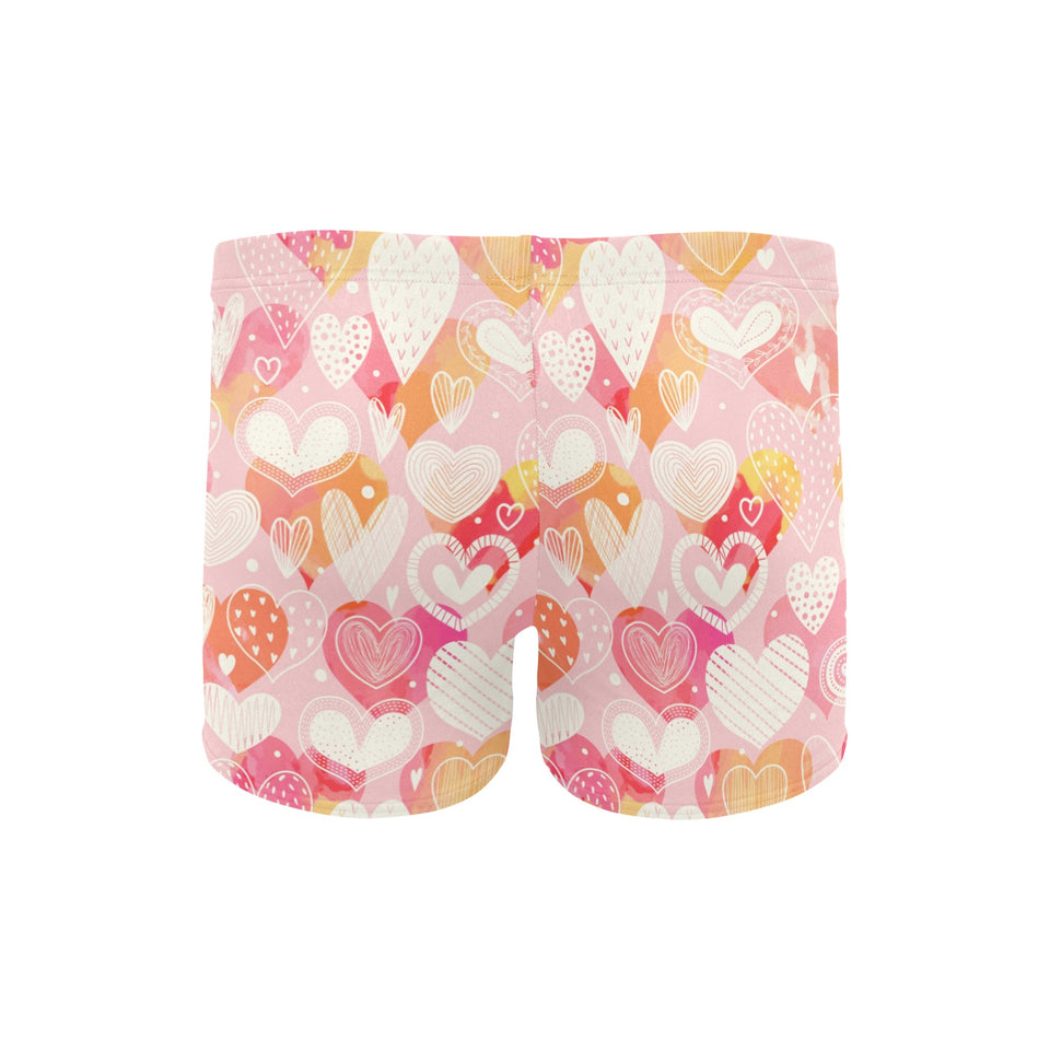 Hand drawn heart design pattern Men's Swimming Trunks
