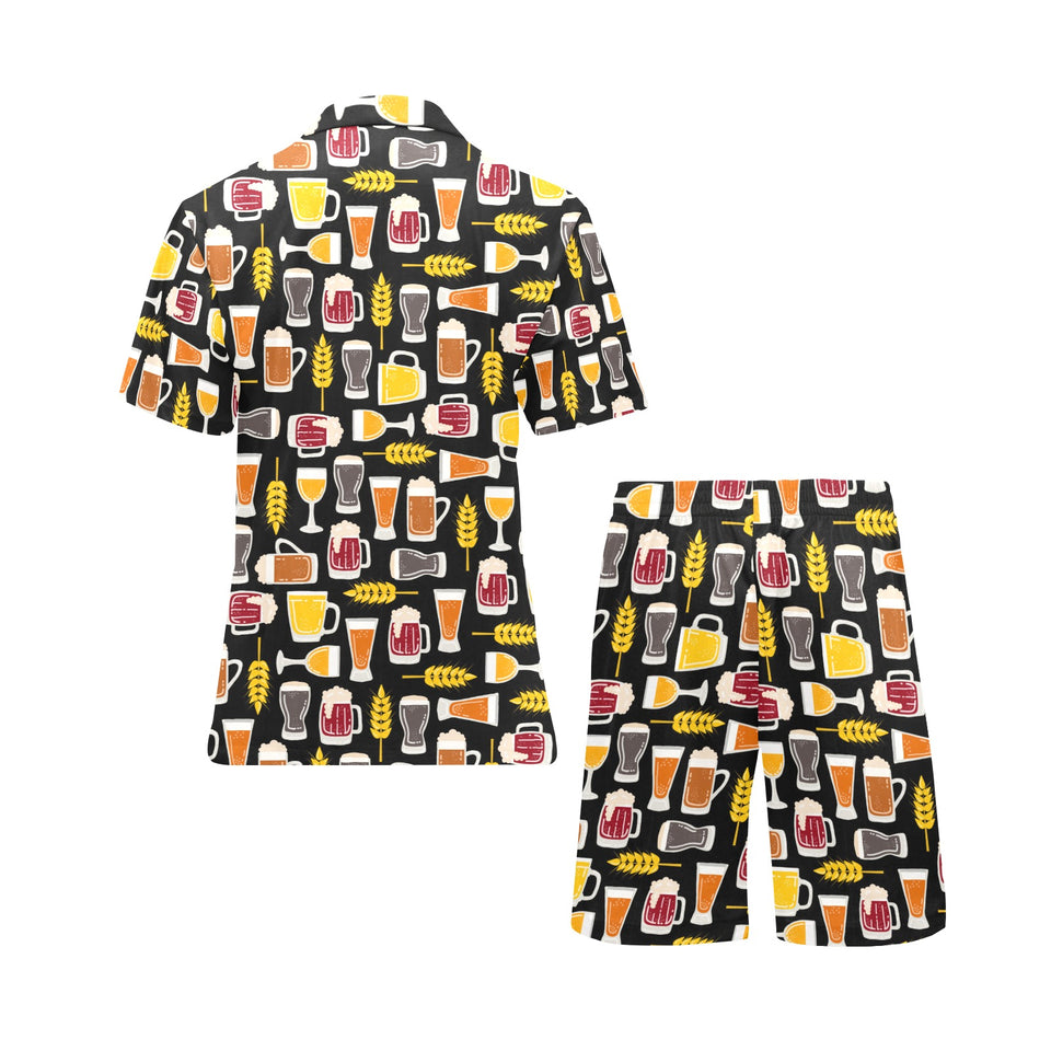 Beer type pattern Men's V-Neck Short Pajama Set