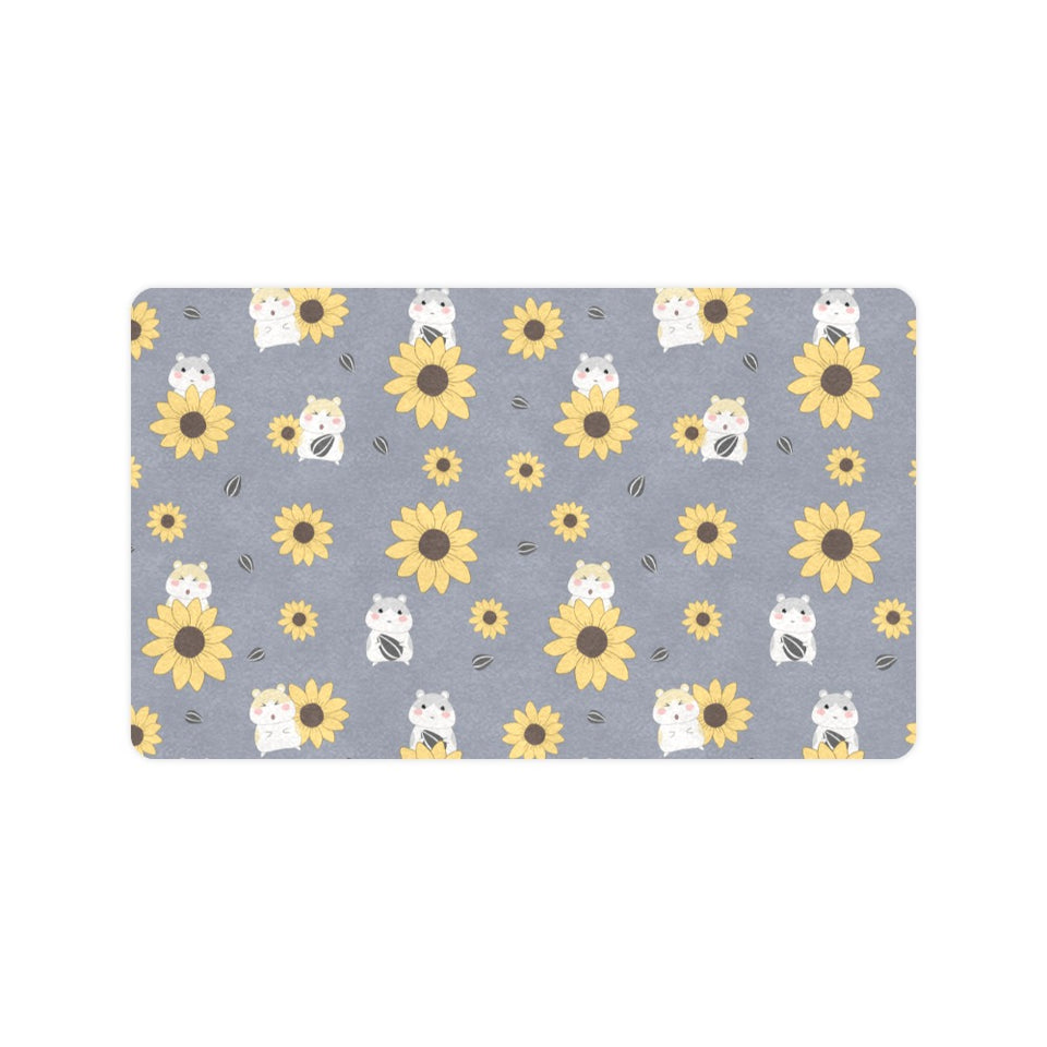 Cute hamster sunflower pattern background Doormat