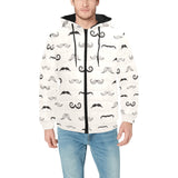 Mustache Beard Pattern Print Design 05 Men's Padded Hooded Jacket