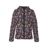 Hummingbird Pattern Print Design 04 Women's Padded Hooded Jacket