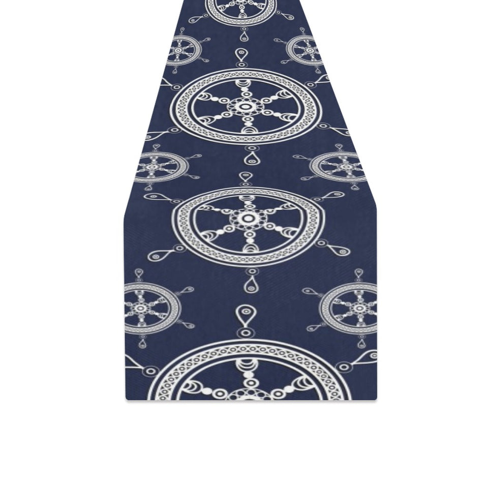 nautical steering wheel design pattern Table Runner