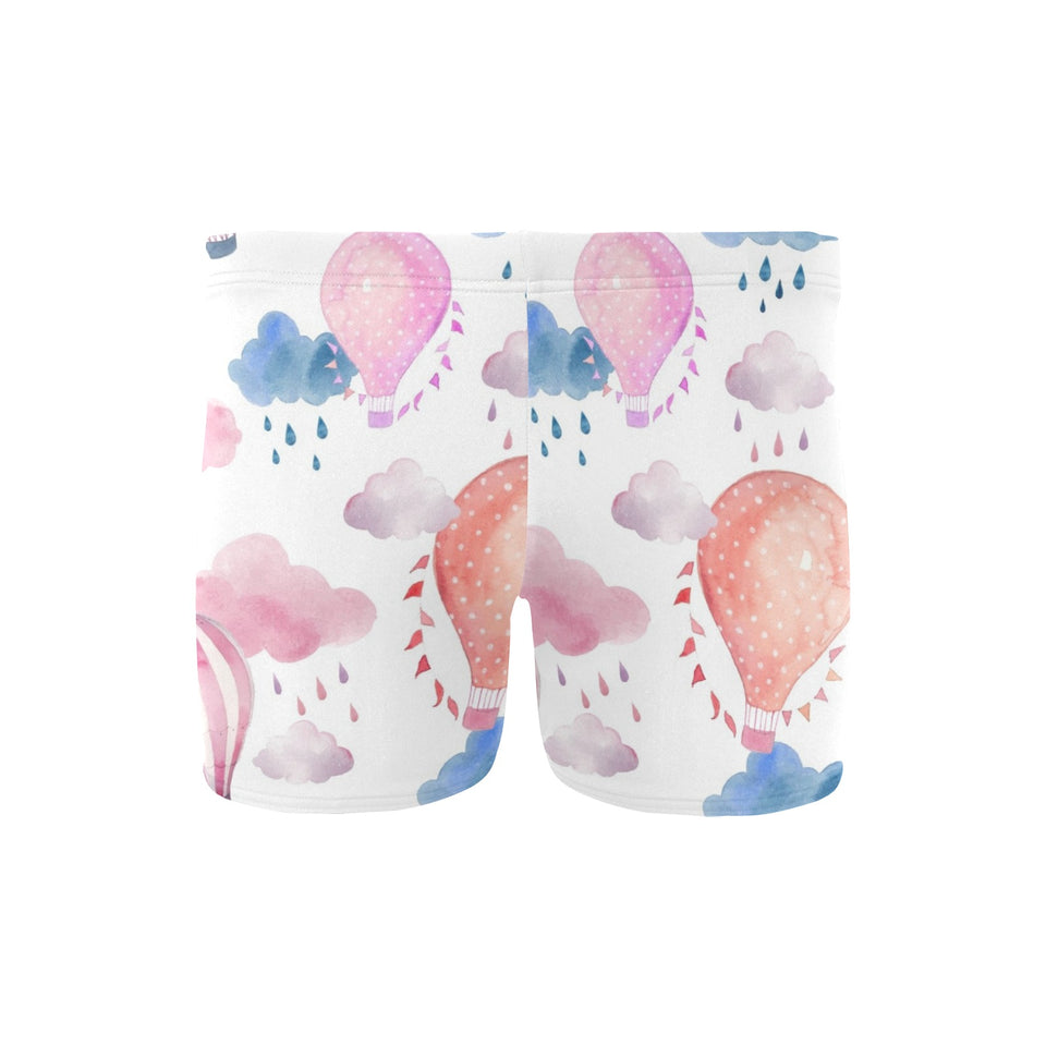 Watercolor air balloon cloud pattern Men's Swimming Trunks