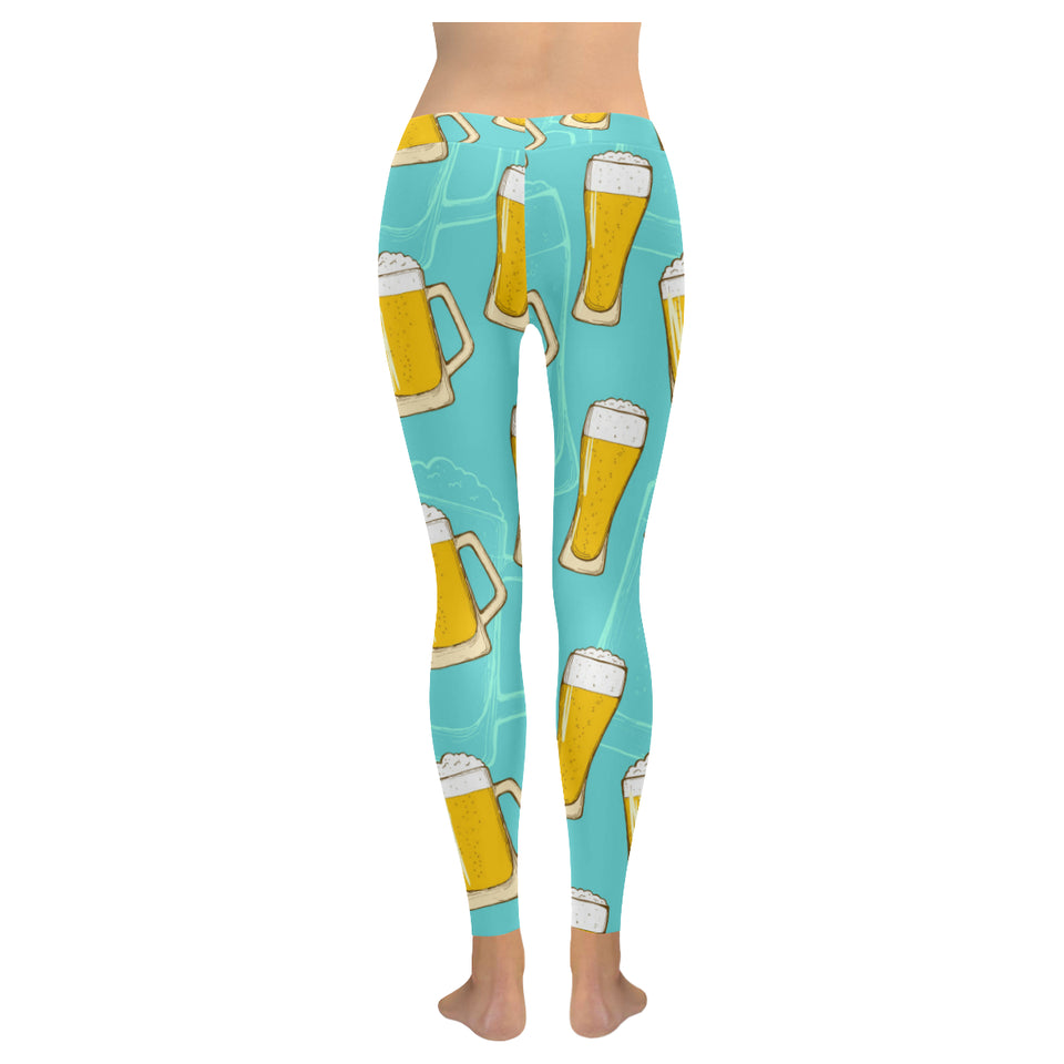 Beer pattern green background Women's Legging Fulfilled In US
