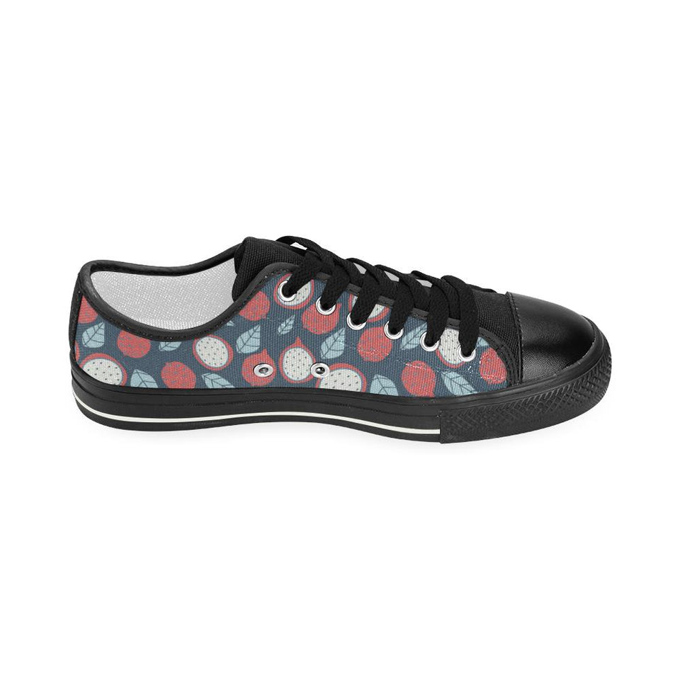 dragon fruits dark blue background Kids' Boys' Girls' Low Top Canvas Shoes Black