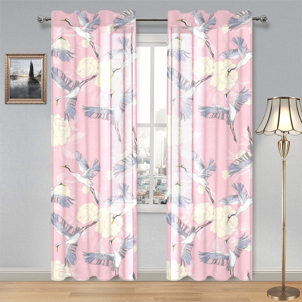 Japanese crane rose pattern Gauze Curtain