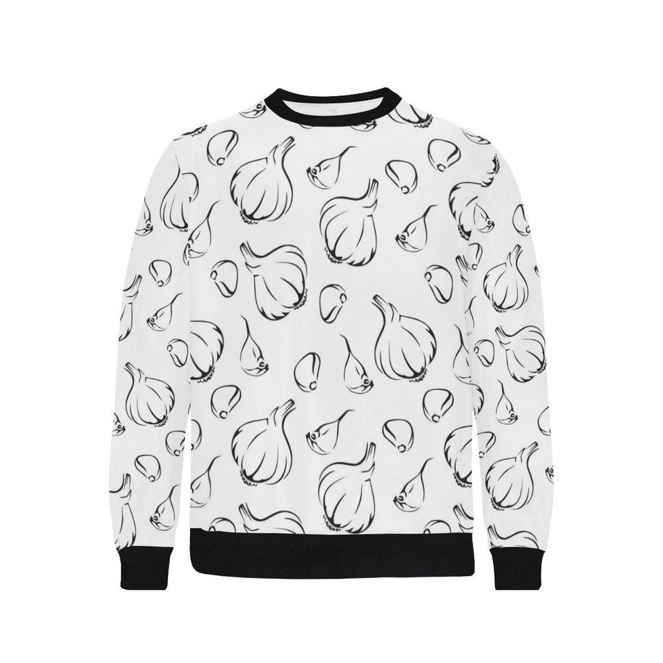 Garlic pattern black white Men's Crew Neck Sweatshirt