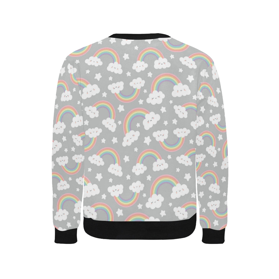 Cute rainbow clound star pattern Men's Crew Neck Sweatshirt