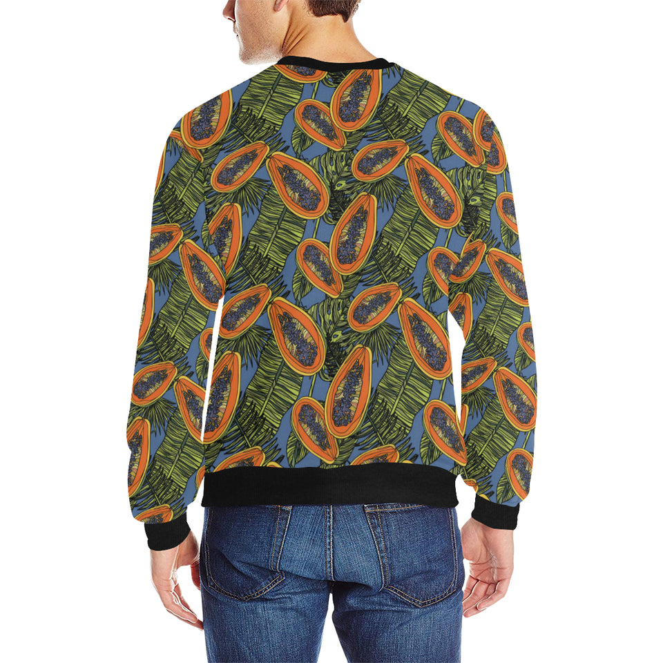 Colorful papaya tropical leaves Men's Crew Neck Sweatshirt
