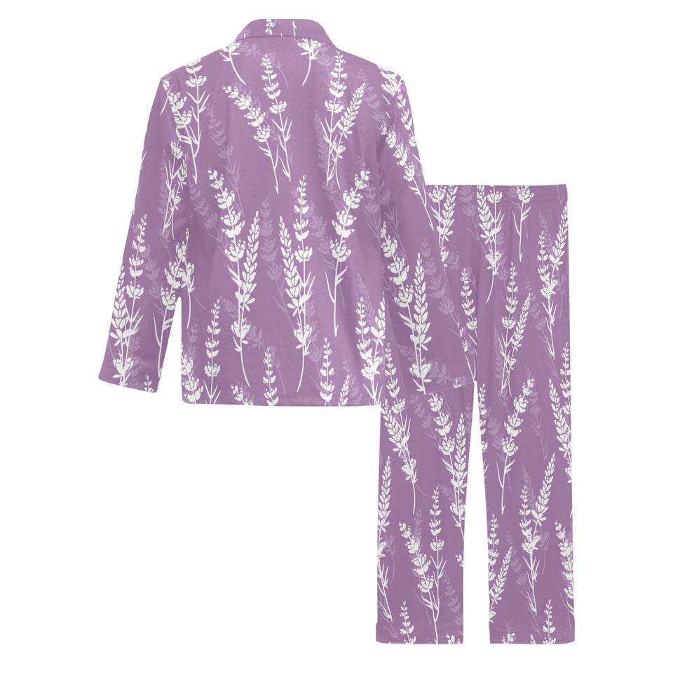 Lavender flowers purple pattern Men's Long Pajama Set