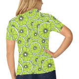 Slices of Lime design pattern Women's All Over Print Polo Shirt