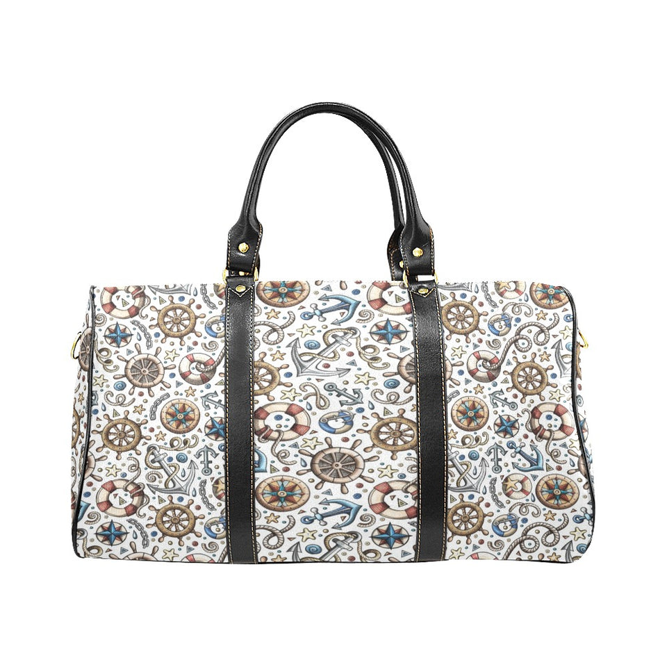 Cute nautical steering wheel anchor pattern Travel Bag